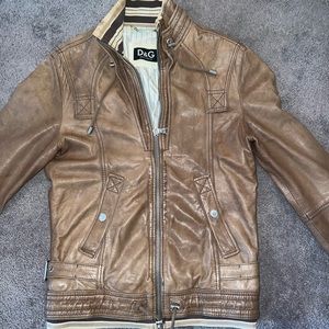 Vintage early 2000s Dolce & Gabbana leather moto jacket